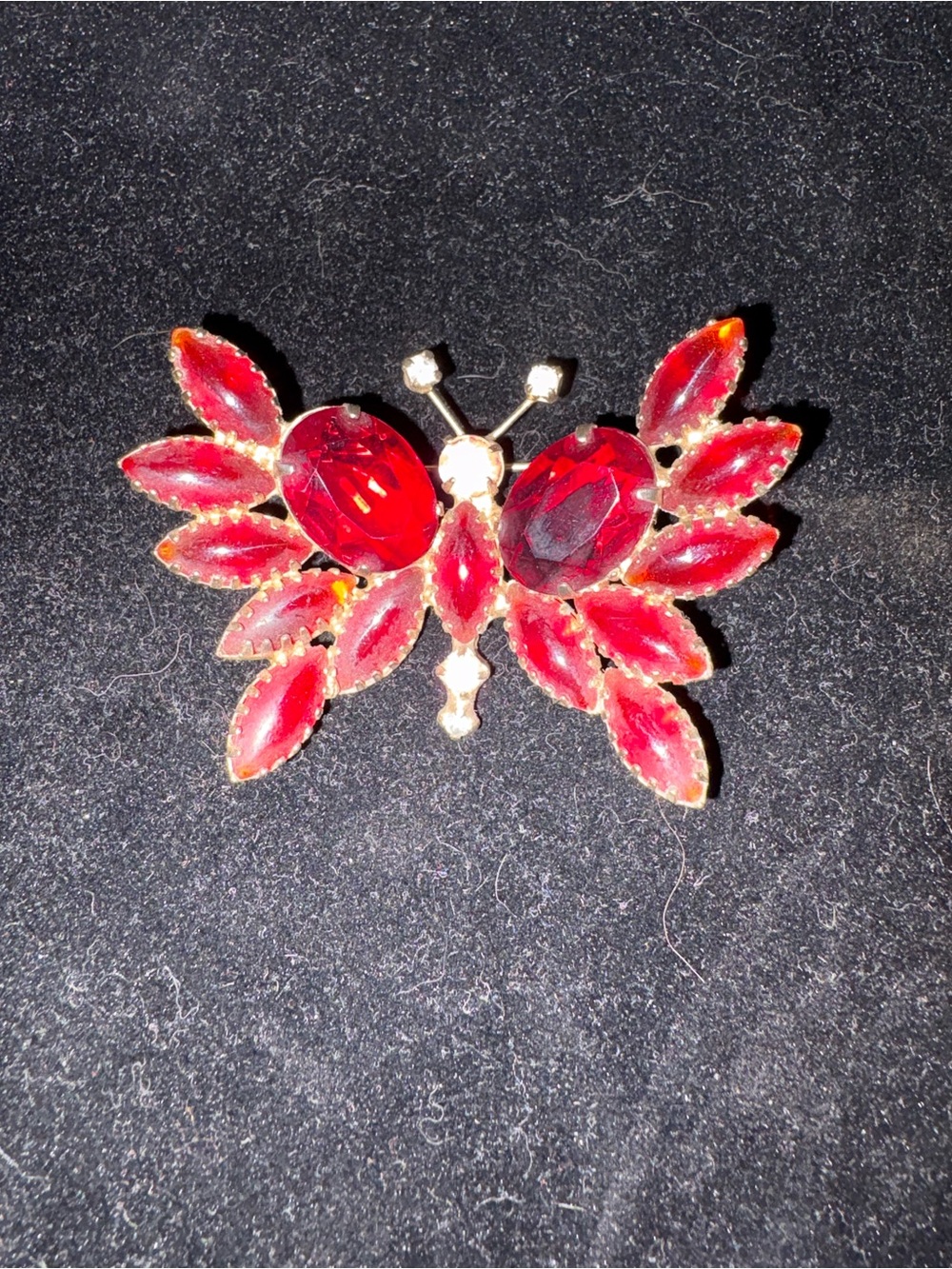 Vintage Red Crystal Butterfly Brooch - Women Jewelry
